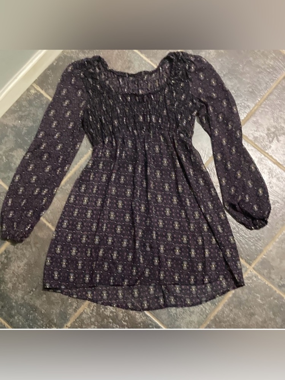 Long-Sleeved Smocked Deep Purple Mini Dress Women’s Size M
